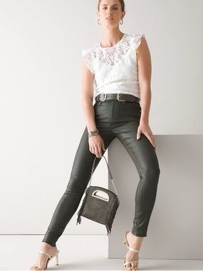 WHBM Coated High Rise Skinny Jeans Fatigue Curvy Size 16CR NWT